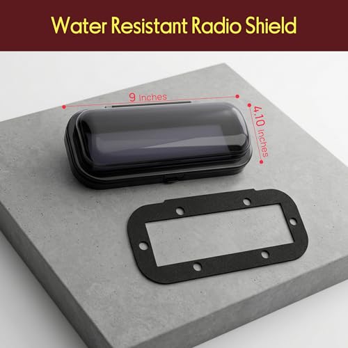 Image of Pyle Water Resistant Marine Stereo Cover - Smoke Colored Heavy Duty Boat Radio Protector Shield with Flip-up Door & Spring Loaded Release - Mounting Gasket Included - Pyle PLMRCB1