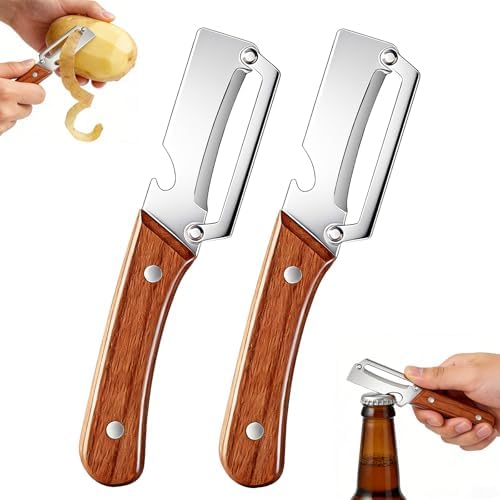 2Pcs Multi-Functional Vegetable Peeler,Zero Snag Wooden Peeler,Ze...