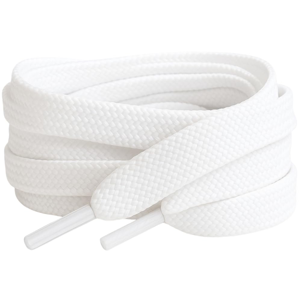 White Coloured Flat Trainer Shoe laces ideal replacement laces for adults or kids trainers football boot sports tennis shoes Shoelaces