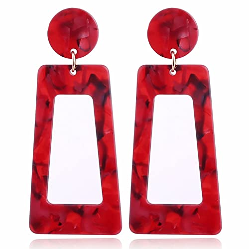 Square Acrylic Dangle Earrings for Women Geometric Resin Lightweight Statement Stud Earrings Hoop Fashion Acetate Plate Ear Jewelry - Main Image