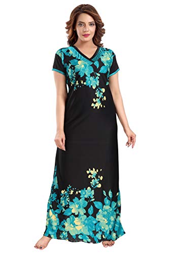 Image of Fabme Women's Satin Floor Length Night Dress Nighty