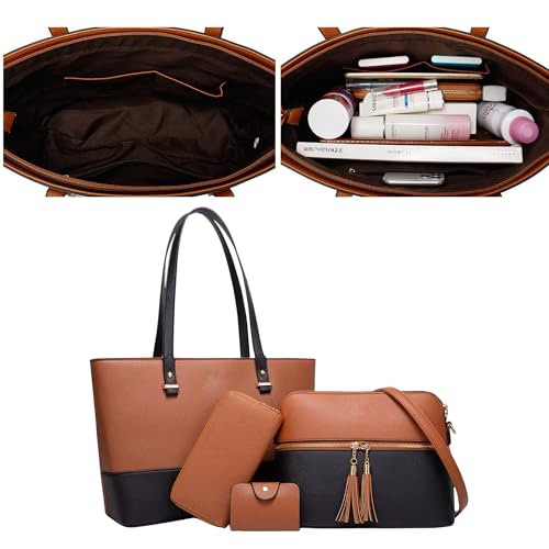 Image of Women's Tote Bag Elegant Multi-Pocket Handbag with Heart Pendant, Spacious & Stylish for Work, Travel & Daily Use