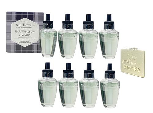 Bath & Body Works Marshmallow Fireside - 8 Wallflowers Home Fragrance Refill with a Marbela Natural Oats Sample Soap.