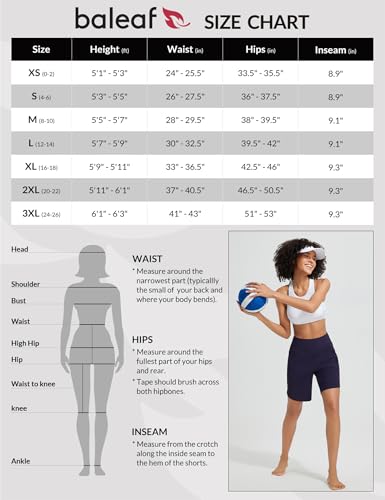 baleaf Damen 9" Badeshorts lang Schwimmen Boardshorts Reißverschlusstaschen Badehose Schnell Trocknend Schwimmhose UPF50+ UVA Bermudashorts Knielang Blau XL 6