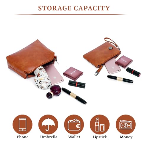 Image of SYGA Pack Of 4 Women Handbag Set,Pu Leather Handbag With Crossbody Bag, Clutch Bag And Credit Card Holder Tote Bag