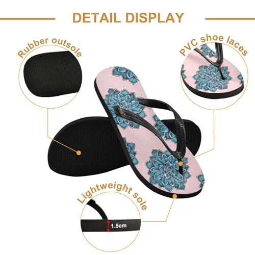Pink Succulent Plant Flip Flops for Beach Thong Sandals Anti-slip Lightweight Flat Slippers for Summer Outdoor Travel3