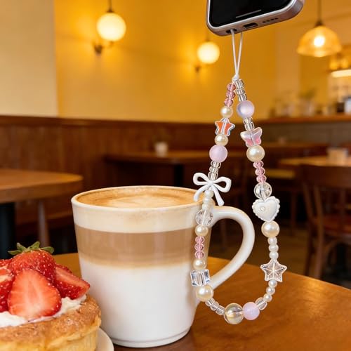 Image of Beaded Camera Wrist Strap Cute Digital Camera Charm Lanyard, Phone Wristlet Charms, Phone Chain for Camera