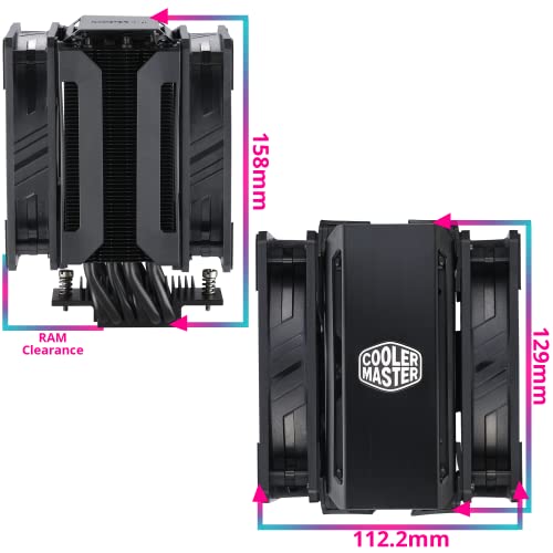 Image of Cooler Master MA612 Stealth ARGB CPU Cooler - Dual 120mm ARGB Fan| Support AMD & Intel CPU Socket AM4, AM3, LGA 1700, 2011, 1151, 1150 | 6 Heat Pipes | High Performance | Nickel Plated