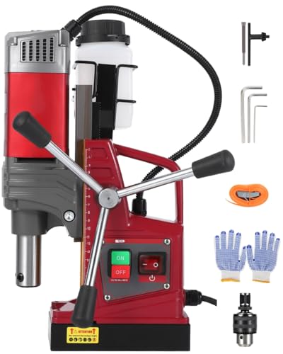 Image of Garvee Magnetic Drill Press Kit, 1.57 inch Capacity, 1450W Electric Mag Drill with Adapter, 820RPM, 2922LBF Force, Double Dovetail Design Portable Drilling Machine for Industrial, Workshop and Home Use