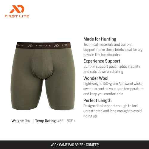 First Lite Men's Wick Game Bag Brief - Ultralight Breathable Merino Wool Underwear2