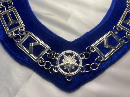 Generic Masonic Regalia Blue Lodge Chain Collar Silver Plated Blue Backing4