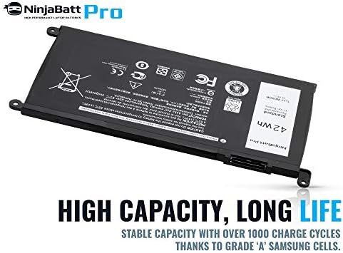NinjaBatt Pro Battery WDX0R P69G For Dell Inspiron 15 7579 5567 5578 5570 5568 7569 5579 5565 7573 Inspiron 13 7378 5378 7368 5379 5368 7375 Inspiron 17 5767 Y3F7Y - High Performance [42Wh/11.4v]