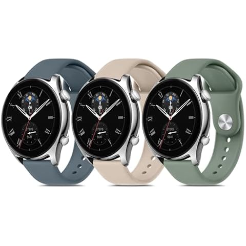 Vanjua Band for Amazfit Bip 5 Bands, Amazfit GTR 4 / GTR 3 Pro / GTR 3 / GTR 2e / GTR 2 / GTR 47mm Smart Watch, 22mm Quick Release Soft Silicone Replacement Wristband Sport Strap Compatible with Amazfit Bip 5 Band / Amazfit GTR 4 Bands Men Women (Stone+Navy Blue+Cactus) Cover