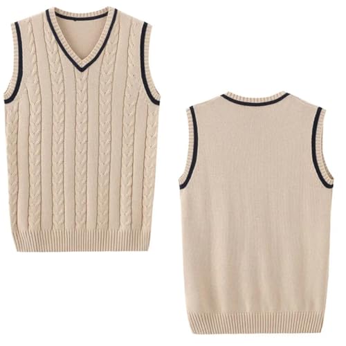 Fulbant Men'S Golf Sleeveless Knitted Sweater Vest V-Neck College Style Sweater Vest3