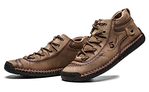 Santimon Mens Casual Oxford Shoes Flat Shoes Vintage Comfort Soft Leather Ankle Boots Lace-up Driving Shoes3