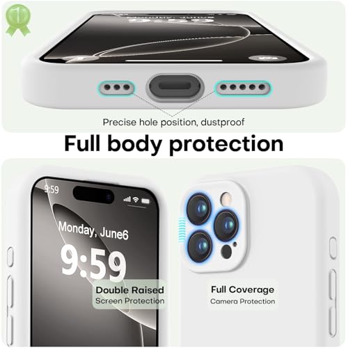 Image of LOVE 3000 Designed for iPhone 16 Pro Max Case, Premium Silicone with [Soft Anti-Scratch Microfiber Lining] Shockproof Protective Phone Case for Men Women Girls 6.9 inch, White