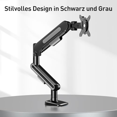 ELIVED Monitor Halterung für 17-34 Zoll Bildschirme, Einzelner Monitorarm hält 2-12 kg Monitor mit VESA 75/100mm, Höhenverstellbar Monitorhalterung mit Neigbar, Schwenkbar, Drehbar, Grau, EV3235B-G