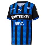 PUMA Kids Boys Monterrey Alternative Shirt Replica 22 Soccer Cleats Breathable - Black, Blue - Size L