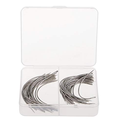 50 Pack Heavy Duty C Type Weaving Needle Upholstery Carpet Leather Canvas Repair Weaving Curved Needles Pins Hand Sewing Needles 2.5&3Inch in Box