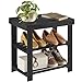 SONGMICS Shoe Rack Bench, 3-Tier Bamboo Shoe Storage Organizer, Entryway Bench, Holds Up to 286 lb, 11.3 x 19.7 x 17.8 Inches, for Entryway Bathroom Bedroom, Ink Black ULBS001B01