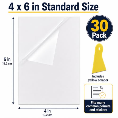 Image of PSLER Sticker Shield Windshield, Static Cling Window Film, 4x6 30 Pack