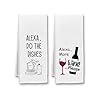 2 Pack Alexa Do The Dishes Funny Kitchen Towels and Hand Towels Kitchen Alexa Tea Towels Flour Sack Dish Towels Kitchen Towel Hostess Gifts for Women Mom Grandma New House Housewarming