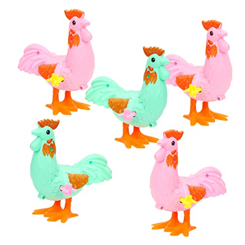 Vaguelly 5pcs Wind Up Animal Interactive Rooster Simulation for Fun Plaything for Birthday Parties Classroom Prizes and Creative Random Color