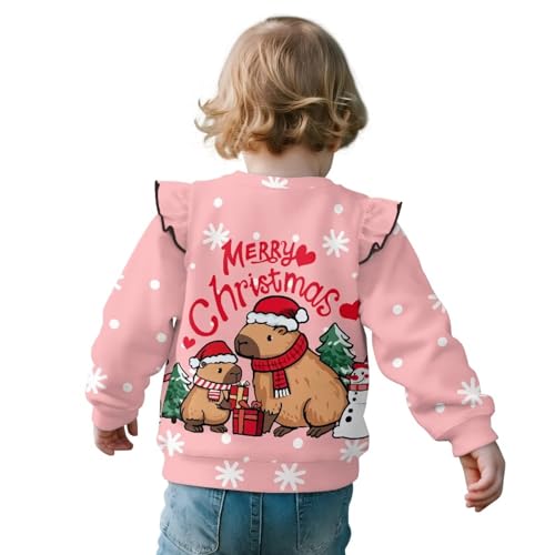 Uourmeti Toddler Graphic Clothes Girls' Long Sleeve Shirts Loose Fit Ruffle Shoulder Tee Tops2