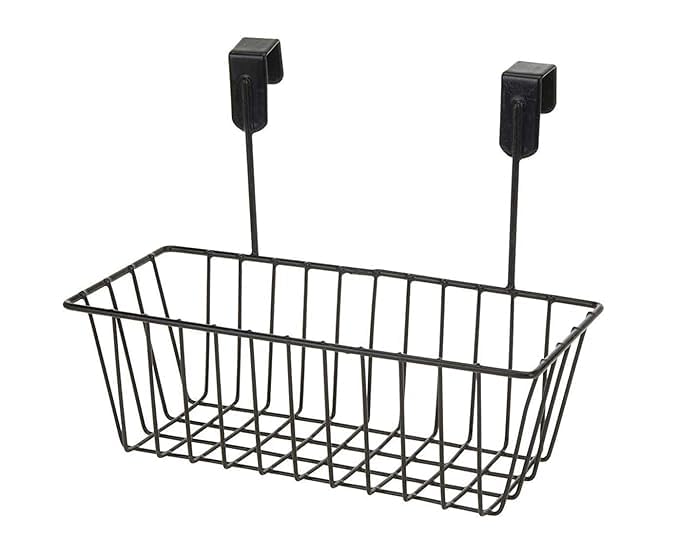 Image of Homify Versatile Metal Cabinet Rack - Hanging Basket Organizer for Door, Shelf, or Kitchen Storage (Black, Shelves)