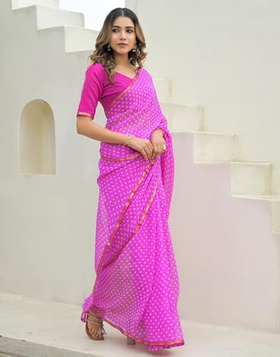 Image of SIRIL Women's Chiffon Printed Saree with Unstitched Blouse Piece