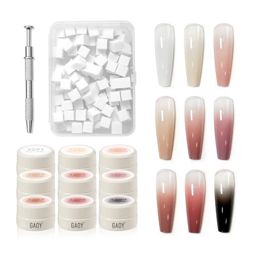 GAOY Ombre Gel Nail Polish Kit 9 Colors UV LED Painting Gel with Sponges Long-lasting Soak Off Pigmented Colors Beginner Friendly Gradient & Aura Nail Art Set for Home & Salon Use Rose Garden