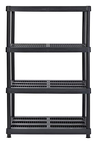Juggernaut Storage 36\"W x 24\"D x 56\"H 4-Shelf Resin Shelving, 600 lb Capacity Black
