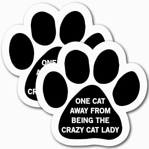 Image of Magnet Me Up One Cat Away from Being the Crazy Cat Lady Pawprint Magnet Decal, 5 Inch, 2 Pack, Heavy Duty Automotive Magnet for Car Truck SUV