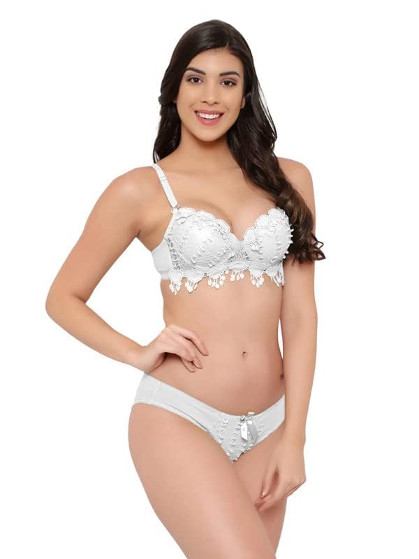 Image of Brachy Women Elegant Lace Push Up Bra Panty Set Bridal Set Underwired Lingerie Set for Women Solid Padded Set Honeymoon Bikini Set