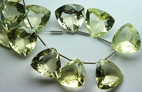 Quartz vert citron perles briolettes trillion 15mm pour fabrication bijoux collier oreille