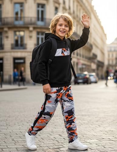 Image of Boys Clothes Boy Outfits 2-Piece Long Sleeve Hoodie and Camouflage Pants Boys Fall Winter Clothes for 6-16 Years