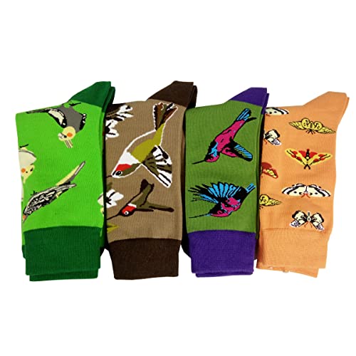 Image of HSELL Womens Novelty Socks with Colorful Flower Design Fancy Gift for Mom Lady Breathable Cotton Socks for Daily Wear