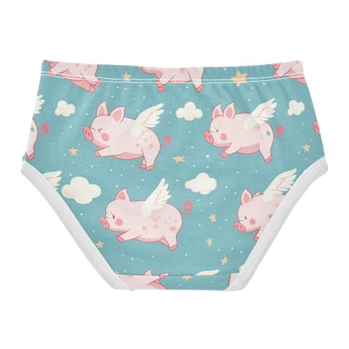 Wusikd Cute Flying Pig Girls' Underwear Cotton Cute Wings Stars Girls Briefs Soft Toddler Underwear 2T2