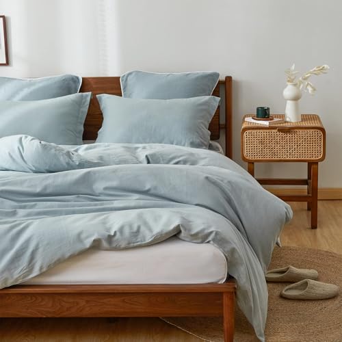 Housse de couette 100 % lin lavé de qualité supérieure pour lit double - 4