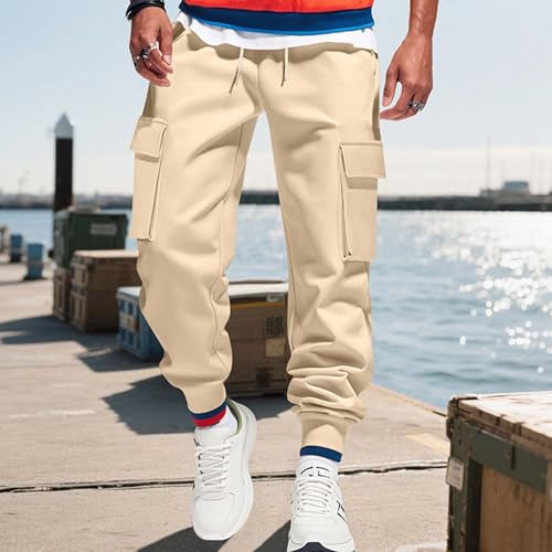 Mens Casual Lightweight Cargo Pants Loose Drawstring Waist Sweatpants Y2K Baggy Track Pant with Pockets2