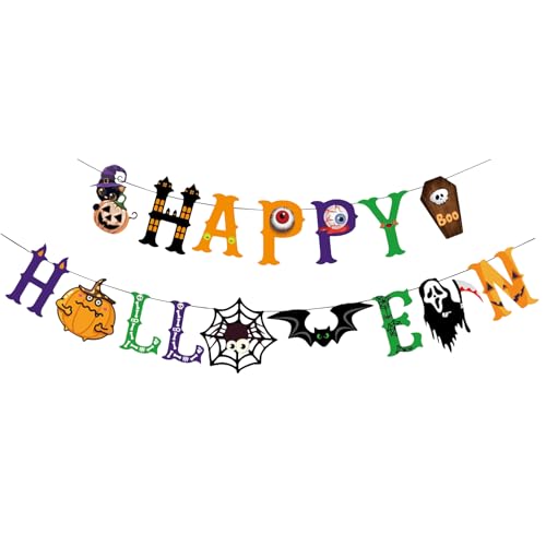 ハロウィン バナー 装飾 目玉 アルファベット 布 旗 パーティー 室内 オーナメント 仮装 おばけ カボチャ オレンジ ブラック 22*20*1 カラフル2