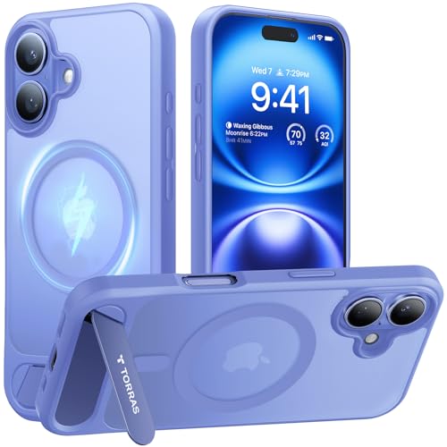 Image of TORRAS Strong Magnetic & Seamless Stand for 16 Case, Fit for MagSafe, Military-Grade Drop Protection, Adjustable Kickstand Case for 16 Case, Slim Anti-Scratch Blue