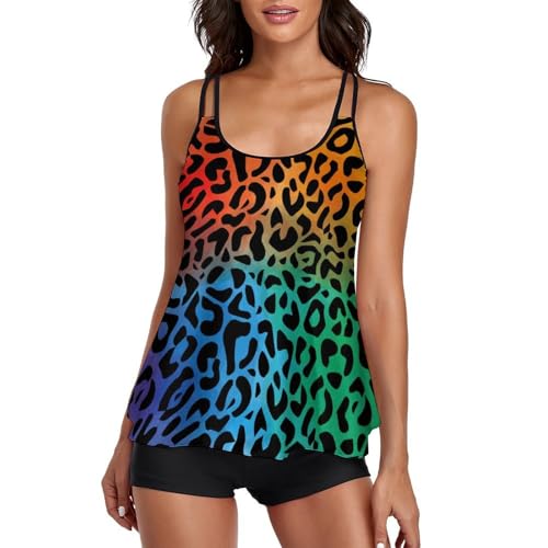 Maillot de bain tankini léopard couvrant avec shorty pour sculpter la silhouette avec confort