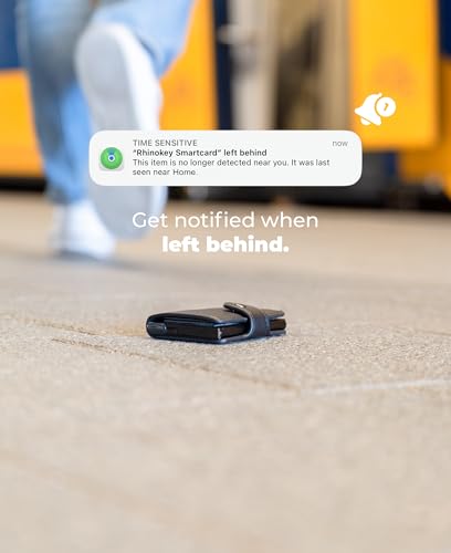 Image of Rhinokey Wallet Tracker Card Works with Apple Find My (iOS Only) Slim 0.07in Rechargeable IP68 Waterproof Tracker Item Finder Card with Keychain Hole. (1 Pack - iOS - White)