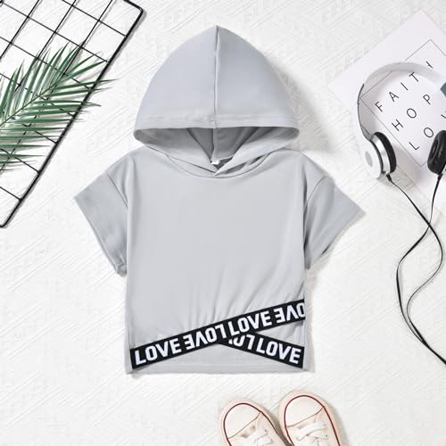 Image of HIHA Toddler Little Girls Short Sleeve Hooded Shirts Shorts Set Solid Color Summer 2 Piece Outfit