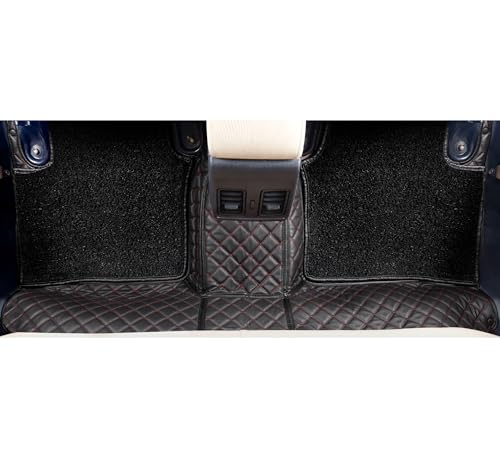 Image of Autofurnish Luxury 7D Car Mat Full Set for Mahindra XUV700 (6 Seater) 2024 || Luxury Leather Dual-Stitch Full Set 7D Car Floor Mat || 100% Waterproof || Color : Black Red