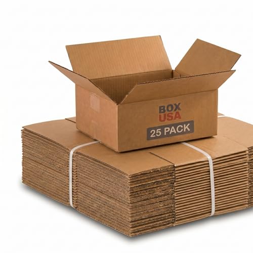 Image of BOX USA Small Shipping Boxes 8 inchL x 6 inchW x 4 inchH (25-Pack) - Small Corrugated Cardboard Packaging Boxes for Shipping, Packing, Moving, and Storage at Home, Office, or Business
