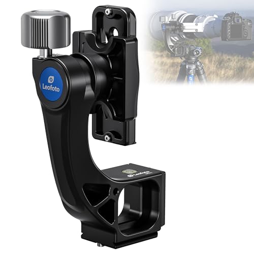 Image of Leofoto Camera Gimbal Head, Professional Gimbal Tripod Head, 3/8" and 1/4" Mounting Hole with Arca-Swiss Quick-Release Plate for Outdoor Video/Wildlife Photography, Max Load to 22 kg/48.5lb (MPG-02)