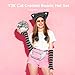 YHomU Black Gray Striped Cat Ears Hat, Gloves, Sock Set, Women Fashion