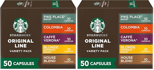 Image of Starbucks by Nespresso Original Line Variety Pack Coffee, 50-count Espresso Pods (Pack of 2)